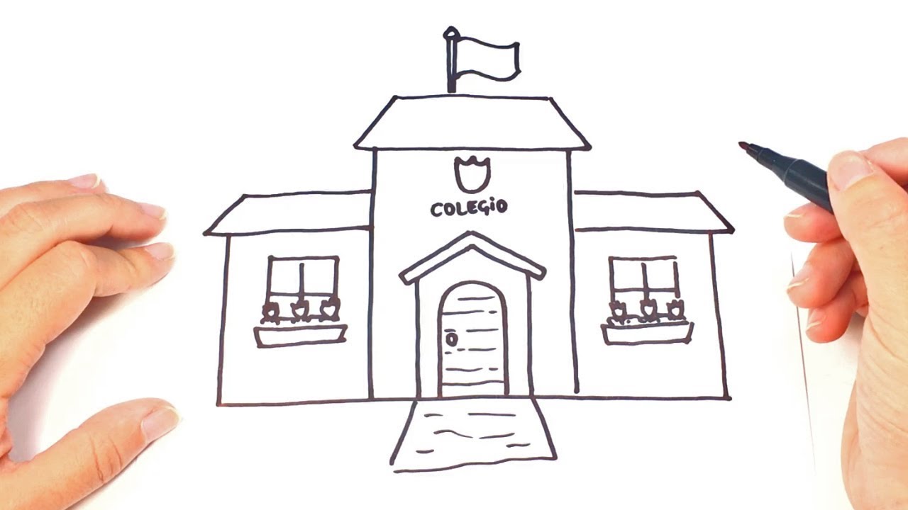 1280x720 How To Draw A School Step By Step School Drawing Lesson - Simple School Sketch