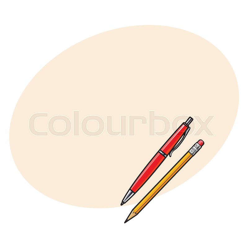 800x800 Simple Hand Drawn Ball Point Pen And Pencil, Office Supplies - Simple School Sketch