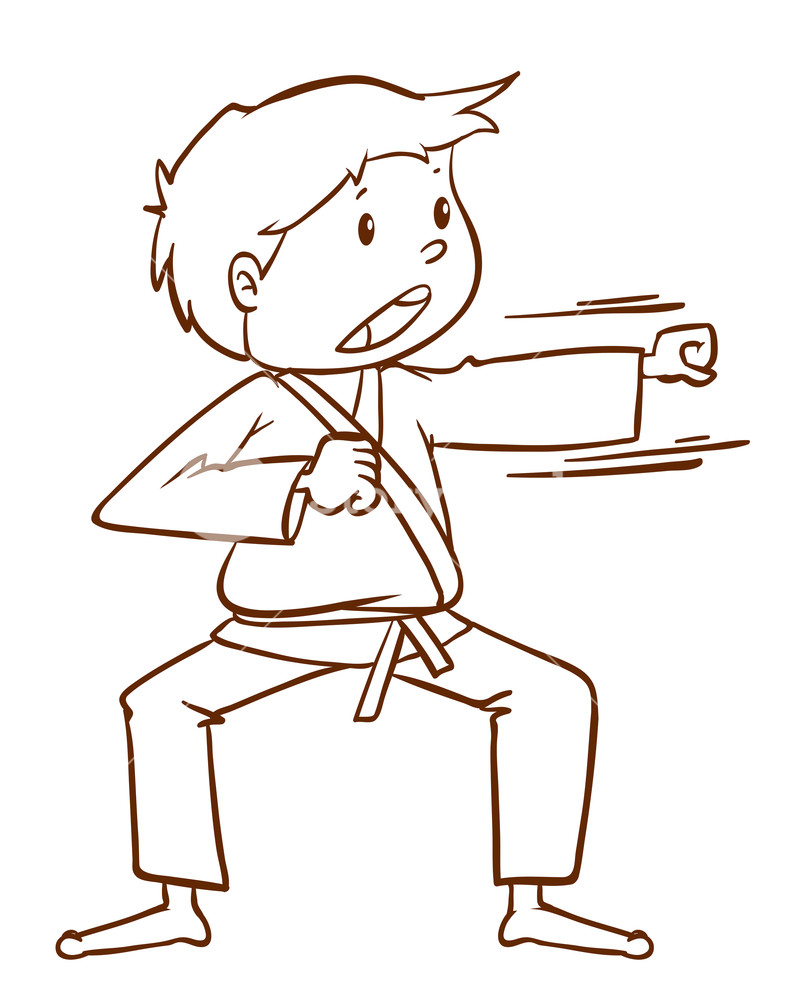 785x1000 Illustration Of A Simple Sketch Of A Boy Doing Martial Arts On A - Simple Sketch Of A Boy