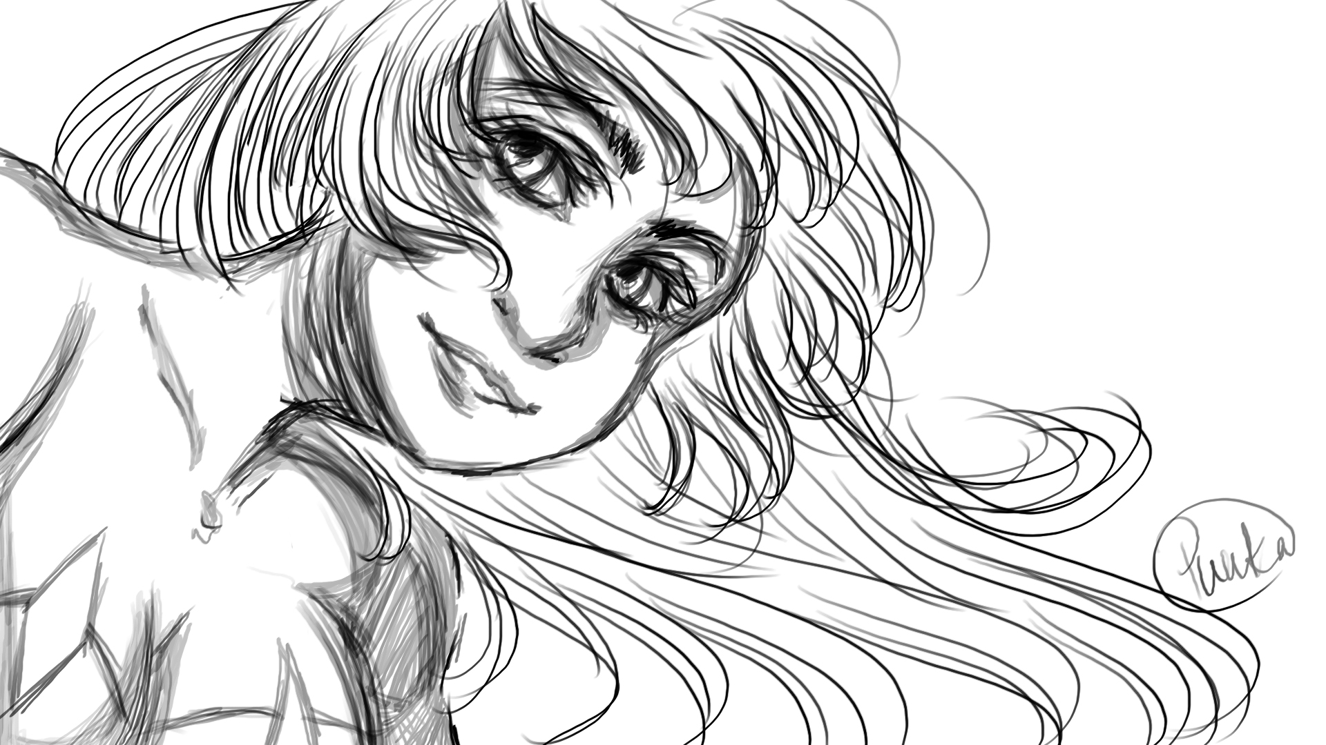 1920x1080 Just A Simple Sketch Of A Girl I Made, I Might Vector And Color - Simple Sketch Of Girl