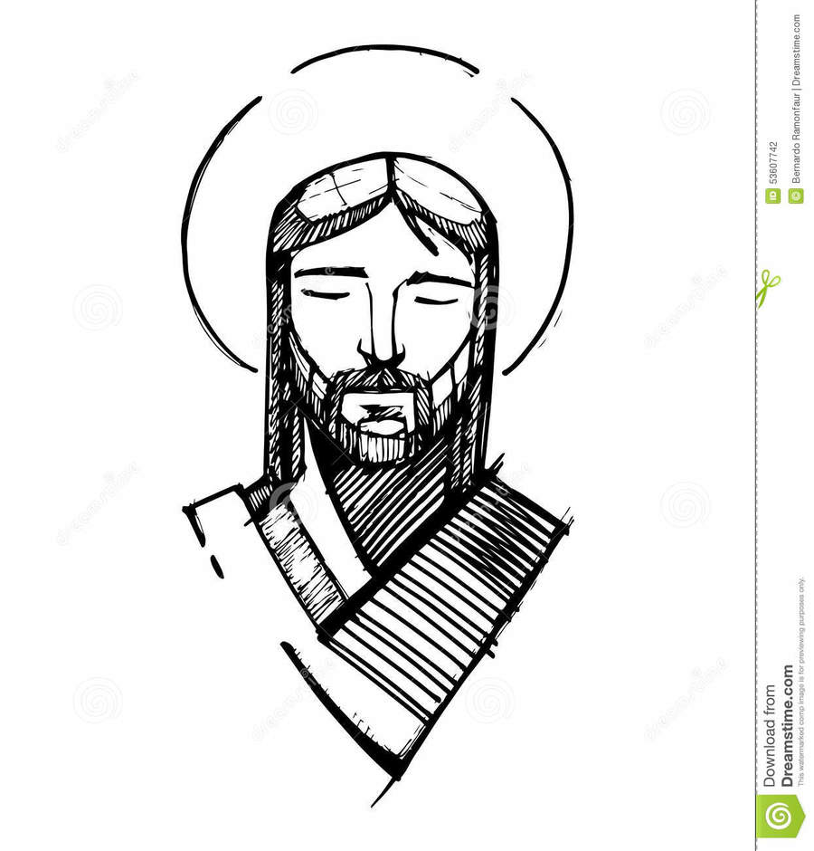 900x940 Download Simple Face Of Jesus Clipart Jesus Drawing - Simple Sketch Of Jesus