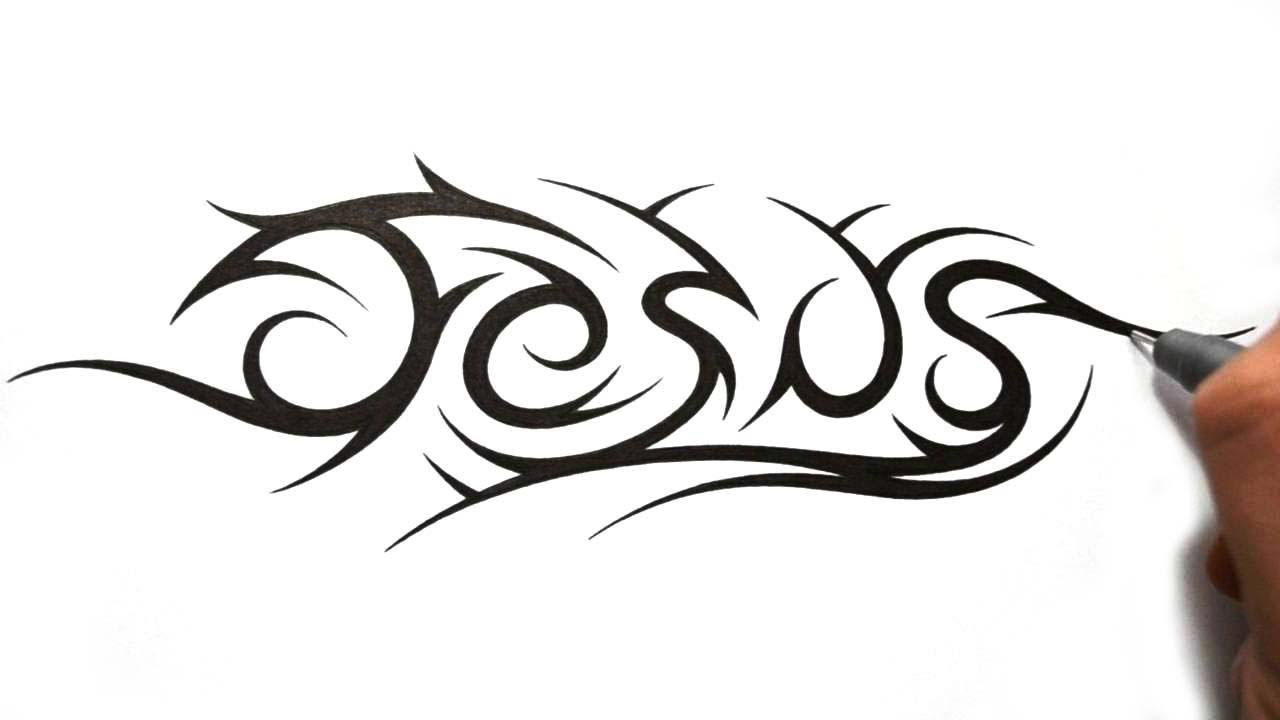 1280x720 How To Draw Jesus In A Tribal Tattoo Design Style - Simple Sketch Of Jesus