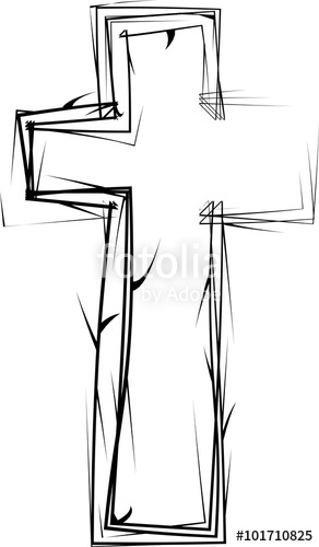 292x500 Cross Of Thorns, Black And White Simple Vector Illustration - Simple Sketch Of Jesus