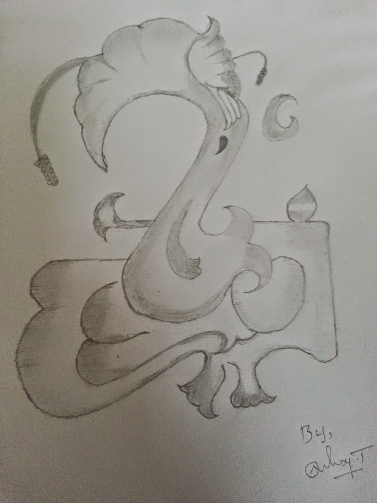 1200x1600 Simple Pencil Drawings Of Ganesha Beautiful Ganapathi Pencil - Simple Sketch Of Lord Ganesha