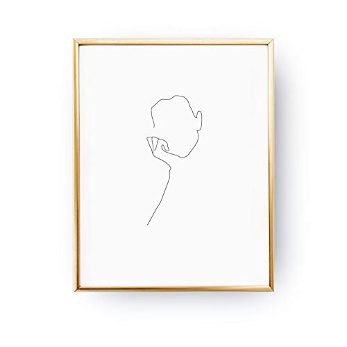 500x500 Thinking Woman Print, Black And White, Minimalist Art - Simple Sketch Pictures