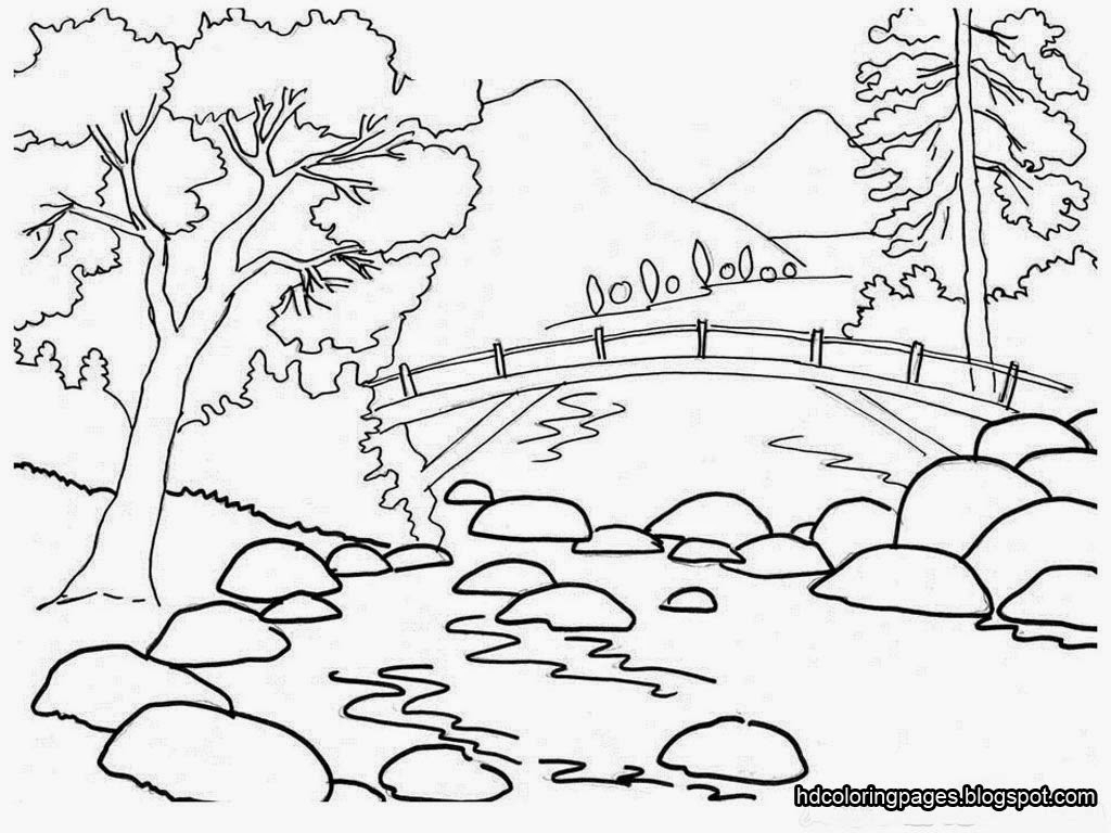 1024x768 Simple Scenery Sketches For Kids Pictures Drawing Of Nature Easy - Simple Sketches For Kids