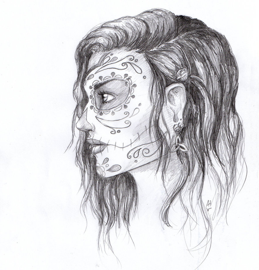 875x913 Sugar Skull Sketch By Jackiehj - Simple Skull Sketch