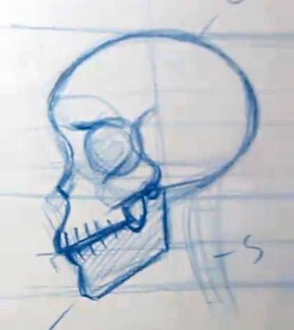419x470 Draw Skin On Top Of A Simple Skull Drawing - Simple Skull Sketch