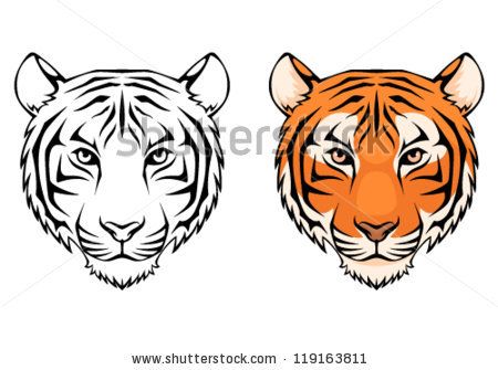 450x335 Line Drawing Of Tiger Face Gift Ideas Drawings - Simple Tiger Sketch