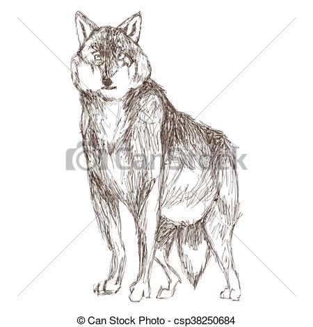 450x470 Simple Flat Design Wolf Sketch Icon Vector Illustration Animal. - Simple Wolf Sketch