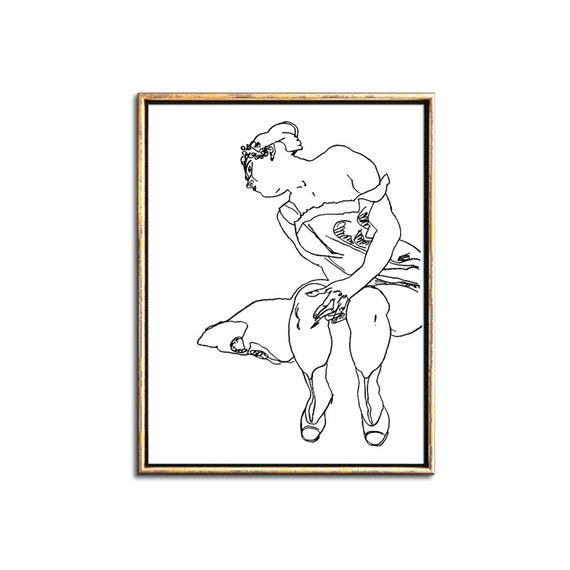 570x570 Line Drawing Woman Printable Artwork Simple Line Drawing Etsy - Simple Woman Sketch