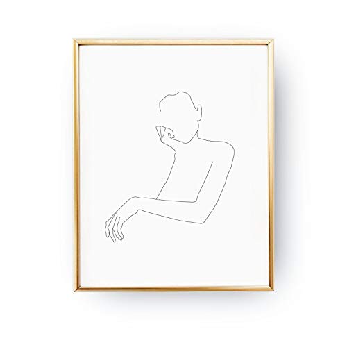 500x500 Female Portrait Print, Linear Drawing, Woman Art - Simple Woman Sketch