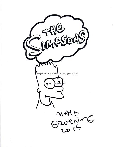 482x622 Matt Groening Signed Autographed The Simpsons Pilot Script + Bart - Simpsons Sketch