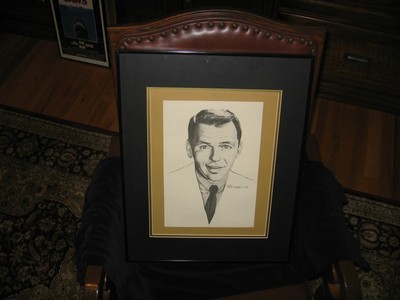 400x300 Vintage Frank Sinatra Sketch By Bill Levers With Frame - Sinatra Sketch