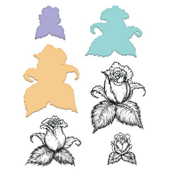 600x600 Blushing Single Rose Stamp And Die Combo - Single Rose Sketch