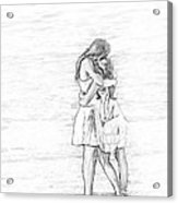 163x186 Sisters Beach Hug Sketch Acrylic Print By Randy Steele - Sisters Sketch