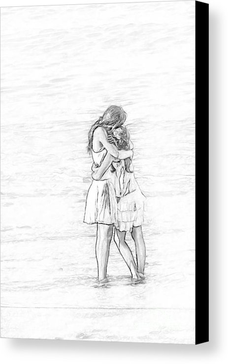 463x740 Sisters Beach Hug Sketch Canvas Print Canvas Art By Randy Steele - Sisters Sketch