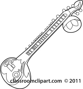 325x350 Music Clipart Outline Sitar String Musical Instrument - Sitar Sketch