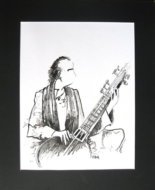 600x734 Sitar Player - Sitar Sketch