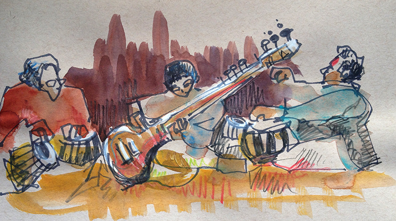 800x447 Sitar Recital Sketch Away Travels With My Sketchbook - Sitar Sketch