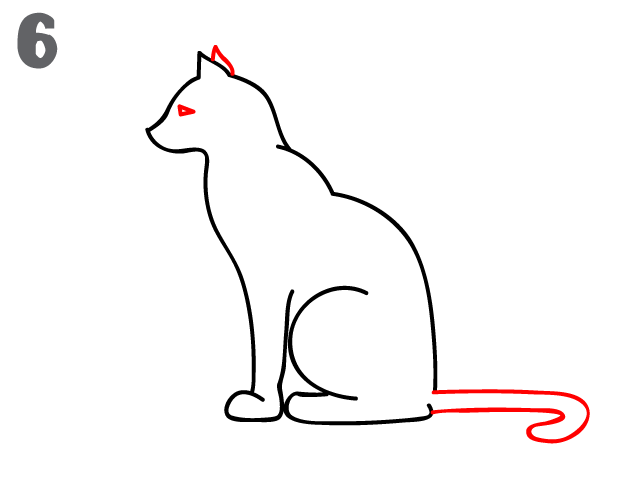 624x482 How To Draw A Cat - Sitting Cat Sketch