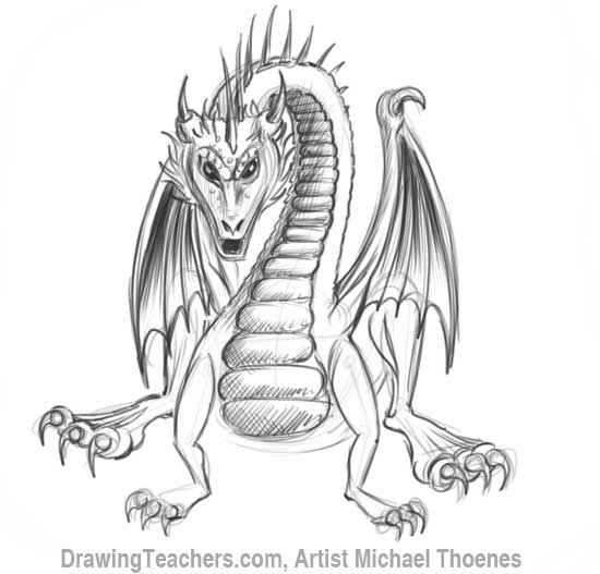 550x527 How To Draw A Dragon Sitting - Sitting Sketch