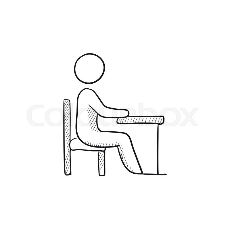 800x800 Student Sitting On Chair - Sitting Sketch