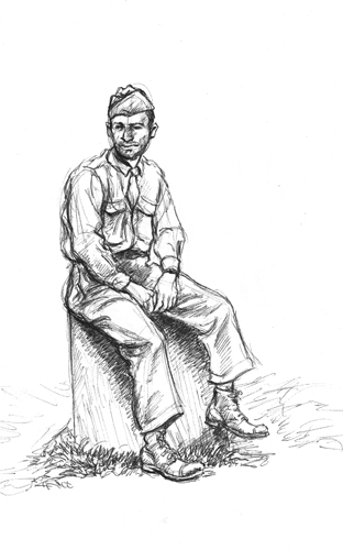 312x500 Sitting Wwii Gis - Sitting Sketch