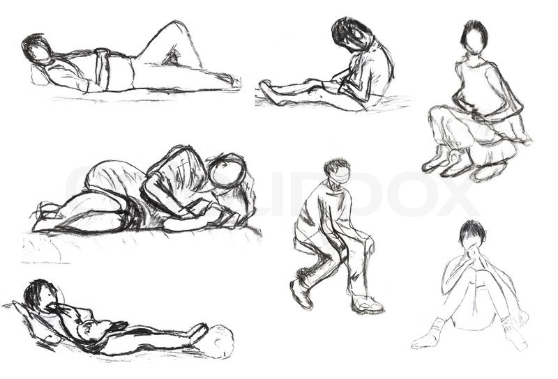 800x544 Children Drawing - Sitting Sketch