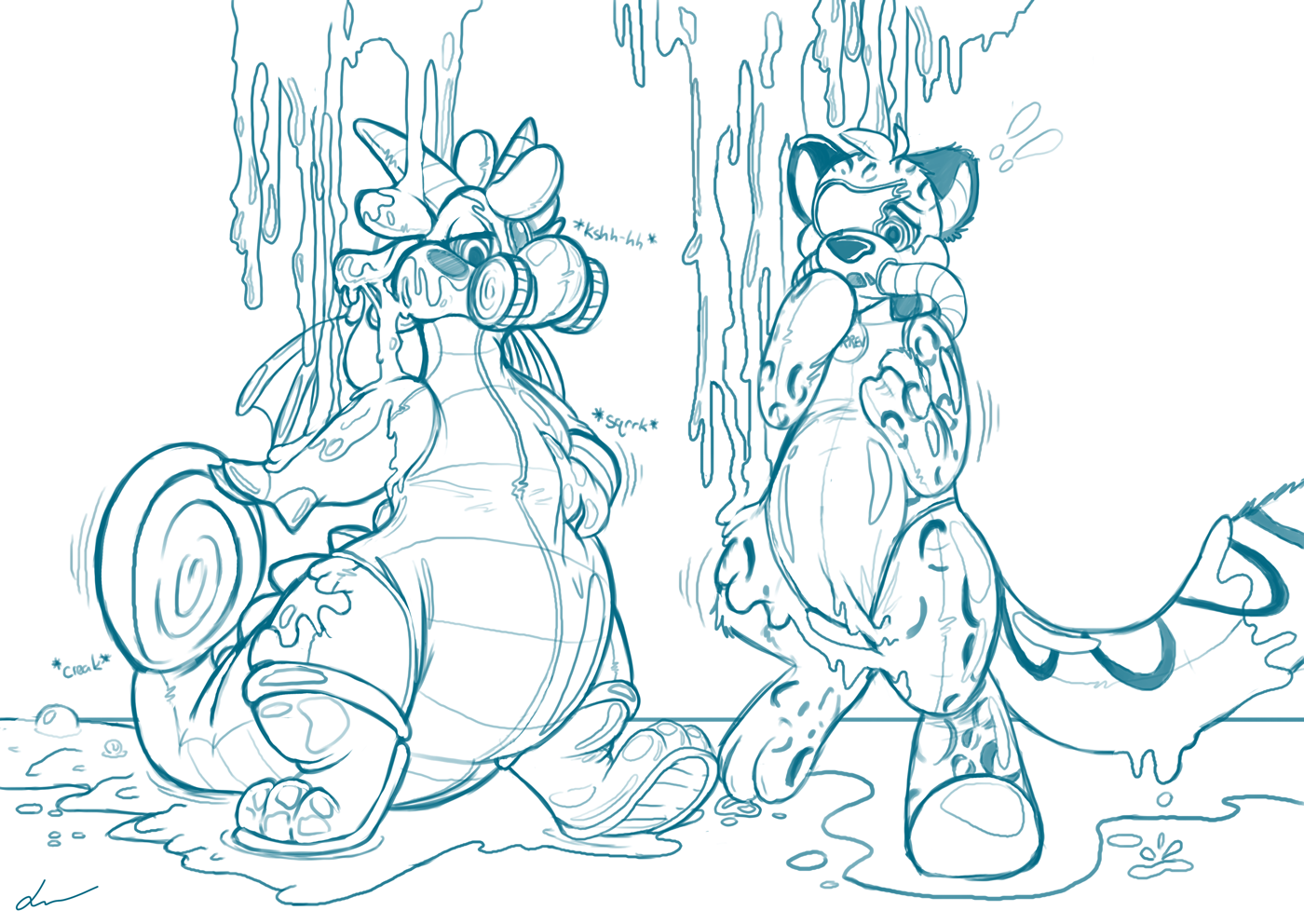 1400x992 Sticky Situation [Sketch] Weasyl - Situation Sketch