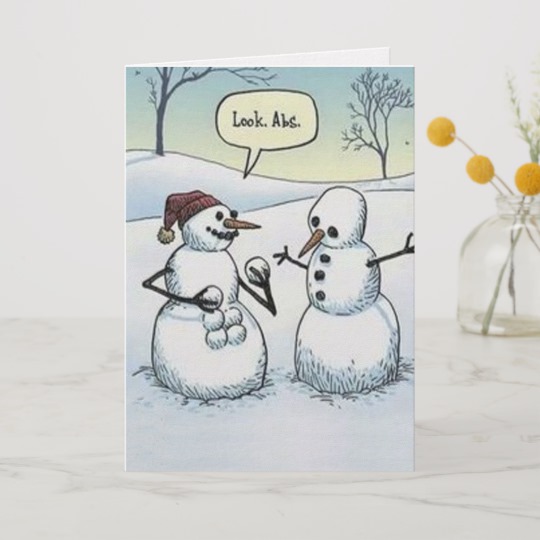 540x540 Snowman Six Pack Abs Greeting Card - Six Pack Sketch