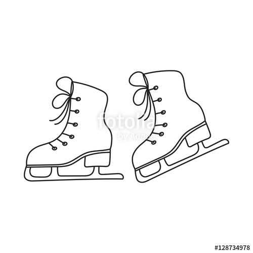 500x500 Ice Skates Vector Line Illustration Isolated On White Background - Skate Sketch
