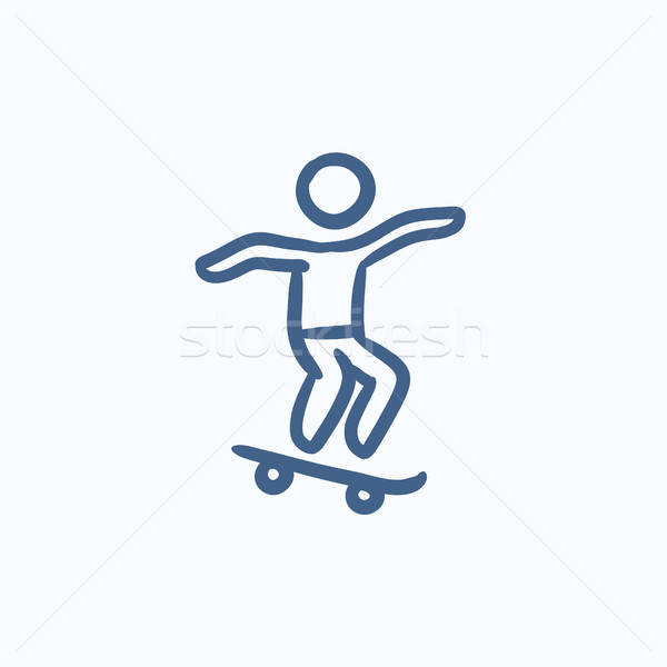600x600 Man Riding On Skateboard Sketch Icon. Vector Illustration Andrei - Skate Sketch