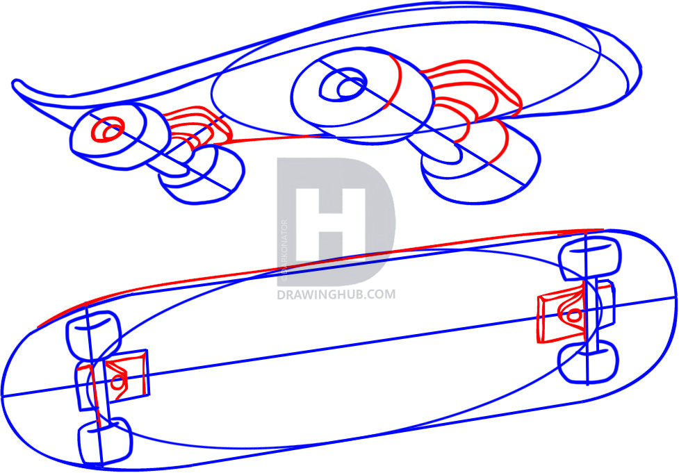 977x681 How To Draw A Skateboard, Step By Step, Drawing Guide, By - Skateboard Sketch