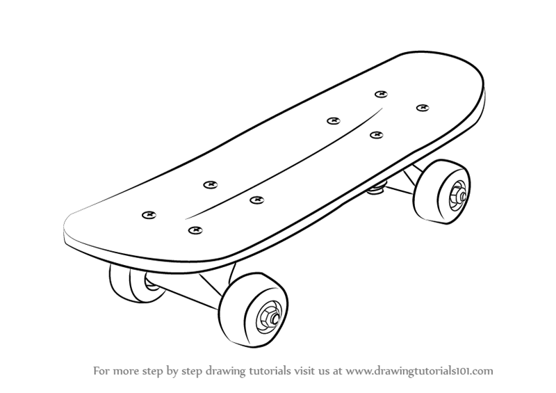 800x565 Learn How To Draw Skateboard (Skateboarding) Step By Step - Skateboard Sketch