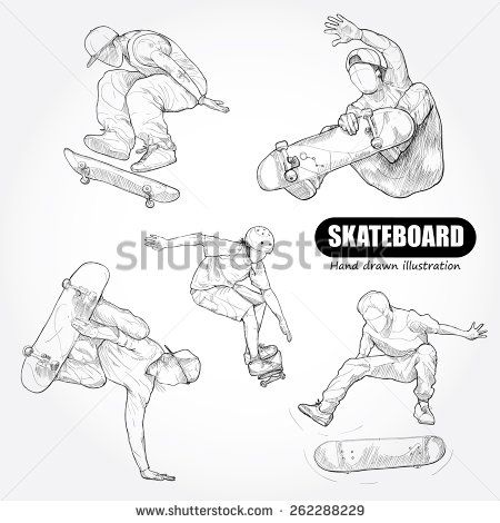 450x470 Skateboarding. Drawing Vector Drawing One Of My Skills - Skateboard Sketch