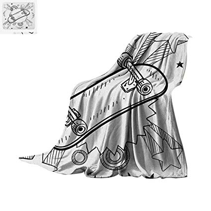 425x425 Doodle Super Soft Lightweight Blanket Sketch Of A - Skateboard Sketch