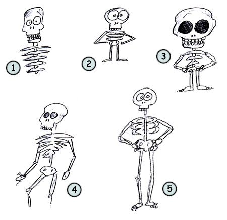 450x435 Drawing A Cartoon Skeleton - Skeleton Body Sketch
