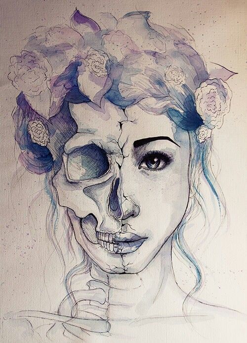 500x693 Half Skull Half Face (I Want The Girls Screaming) Add A Mask And - Skeleton Face Sketch