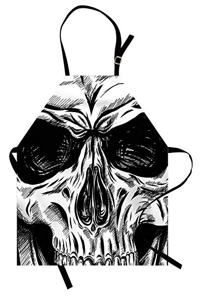 408x606 Pmnadou Halloween Apron, Gothic Dead Skull Face Close - Skeleton Face Sketch