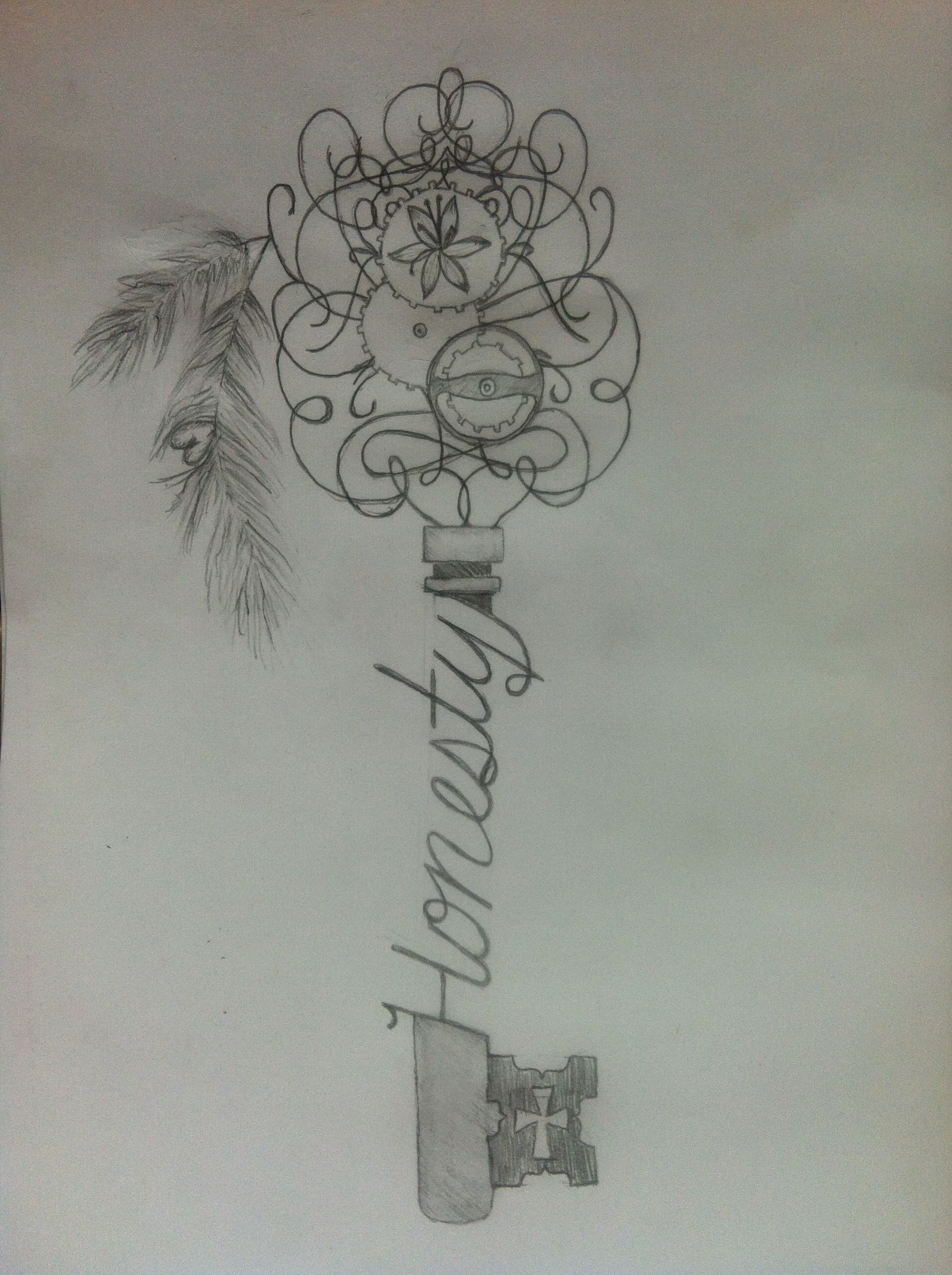 1936x2592 Skeleton Key, Tattoo Sketch. Honesty Tattoos Key - Skeleton Key Sketch