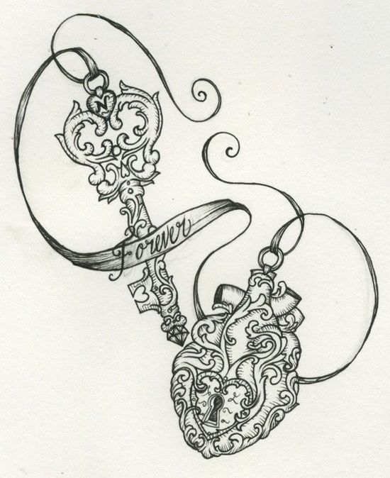 550x674 The Skeleton Key Tattoo Sketch - Skeleton Key Sketch