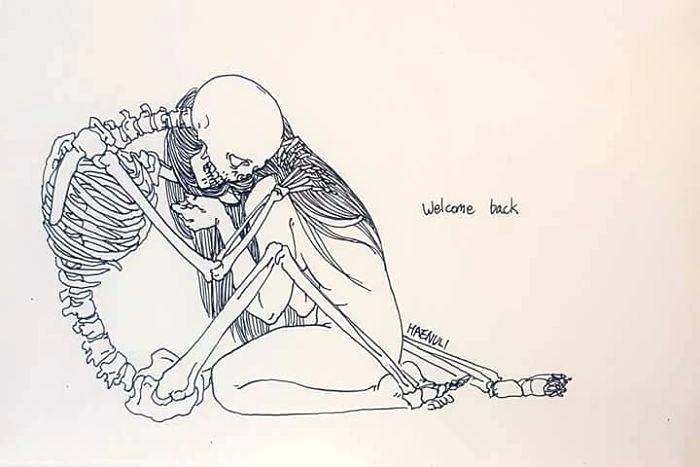700x467 Depression Drawing And Girl Image Great Drawings Easy Teencollective - Skeleton Sketch Easy