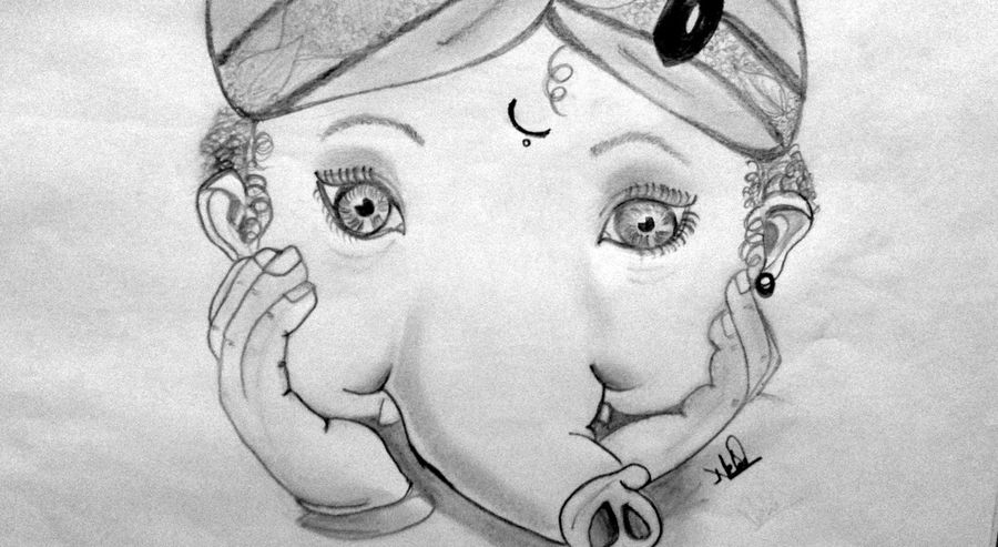 900x493 Ganesh Sketch Painting By Artist Neha Goud - Sketch