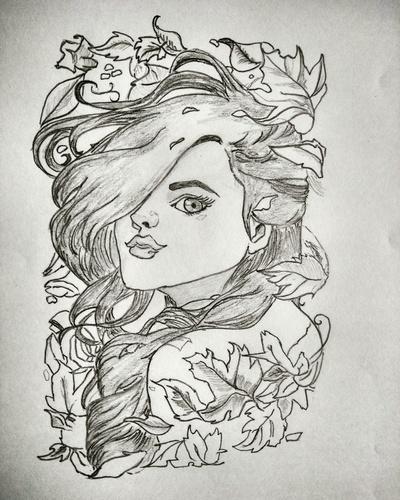 400x500 Mystic Girl Sketch Painting - Sketch