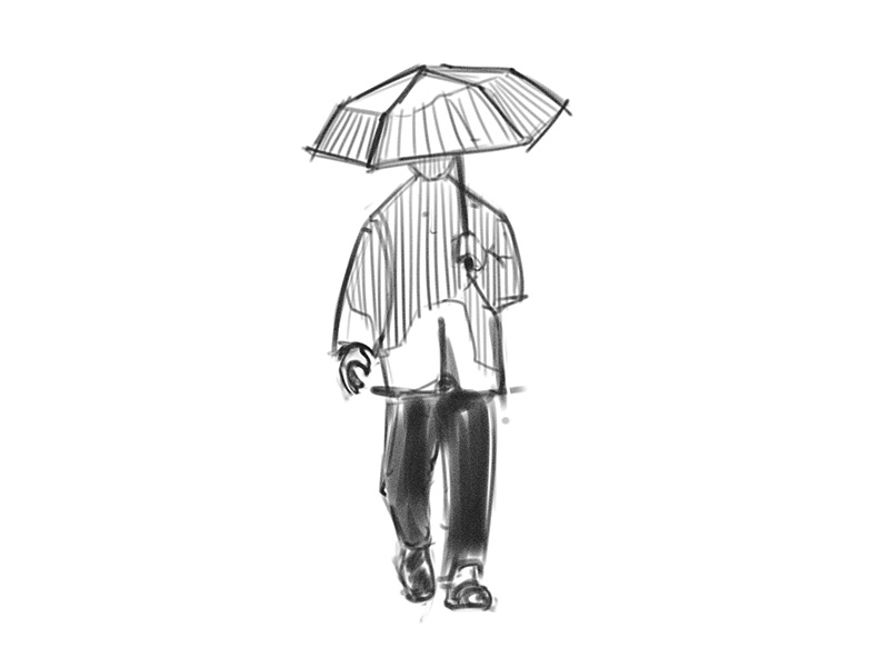 800x600 Umbrella Man - Sketch