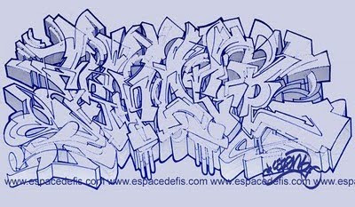 400x233 Graffiti Fonts 3d Sketch Graffiti Alphabet Blue Ink - Sketch 3d Font