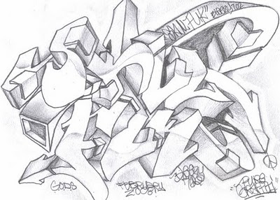 400x286 Artwork Web Sample 3d Sketch Graffiti On Paper - Sketch 3d Font