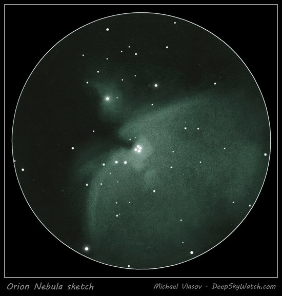 550x577 Messier 42, 43 (The Orion Nebula) - Sketch 42