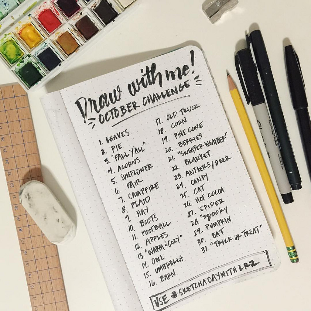 1024x1024 October Sketch A Day With @lesleyzellers Every Day For - Sketch A Day Challenge